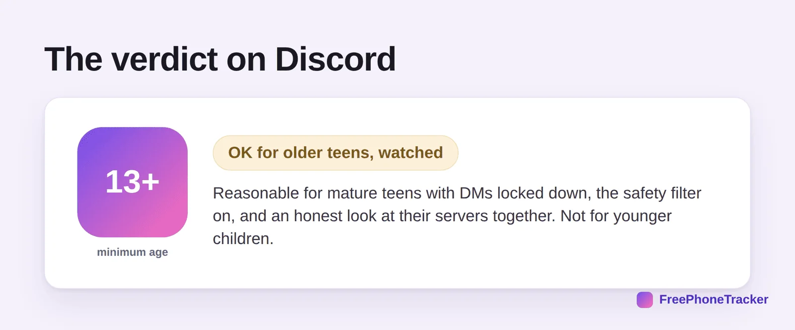 Verdict on Discord: 13+, OK for older teens with oversight