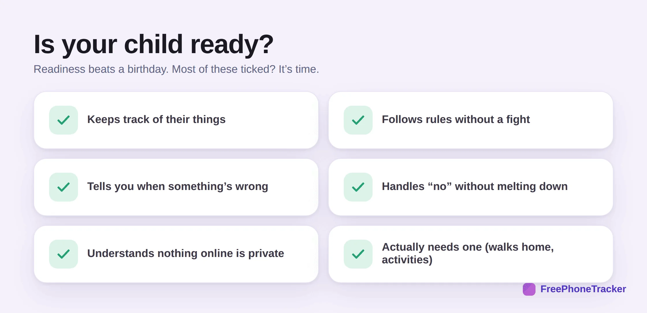 A readiness checklist for a child's first phone