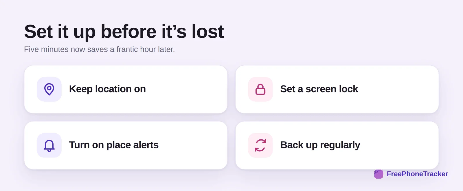 How to prepare a phone before it gets lost: location on, screen lock, alerts, backups