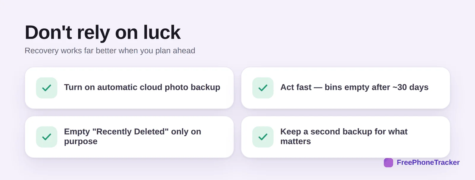 How to protect photos: automatic cloud backup, act fast, empty bins on purpose, keep a second backup