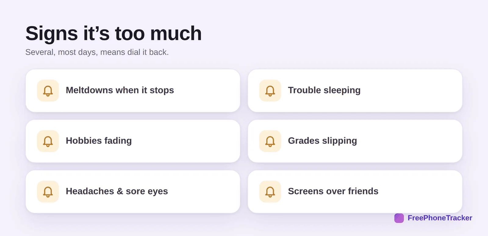 Checklist of signs a child is getting too much screen time