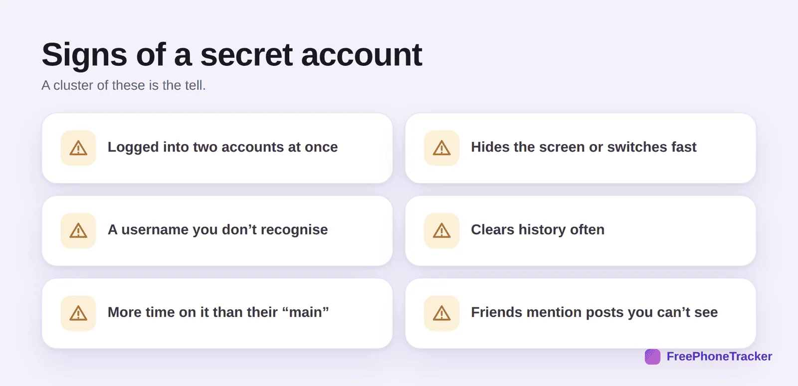 Signs of a secret social media account