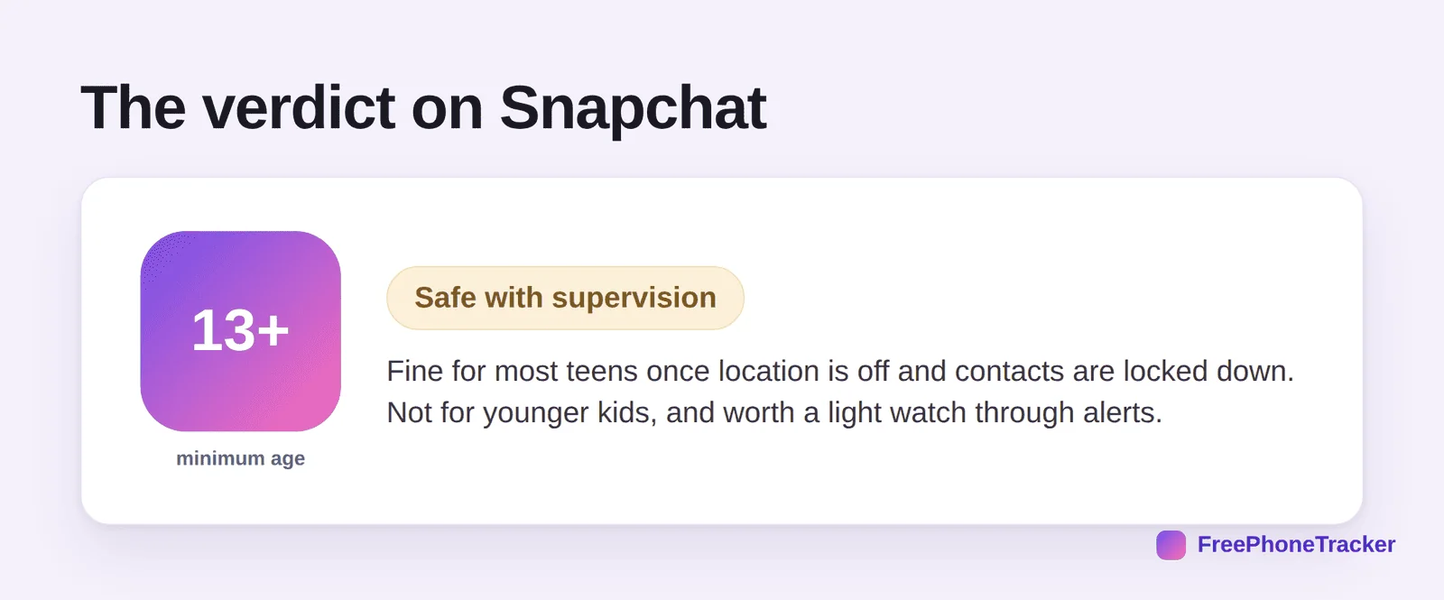 Verdict on Snapchat: 13+, safe with supervision