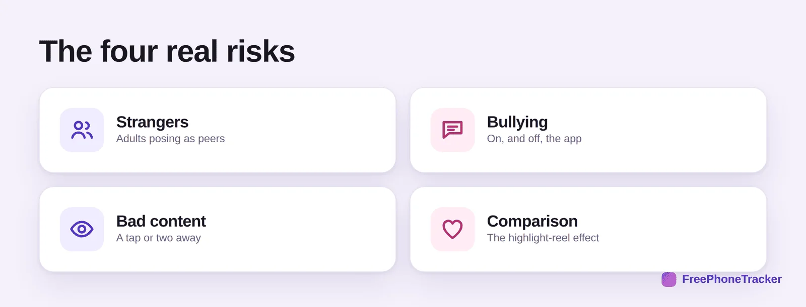 The four real risks of social media for kids: strangers, bullying, bad content, and comparison