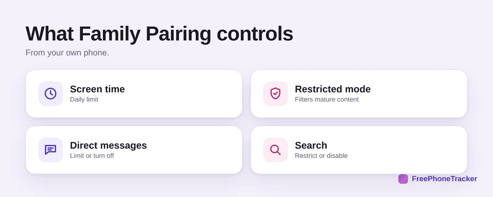What TikTok Family Pairing controls: screen time, restricted mode, direct messages, search