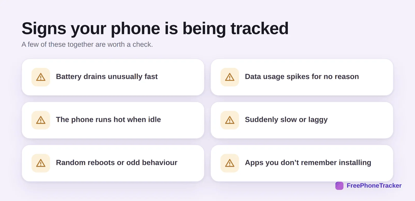 Signs your phone is being tracked: battery drain, data spikes, overheating, slow, reboots, unknown apps