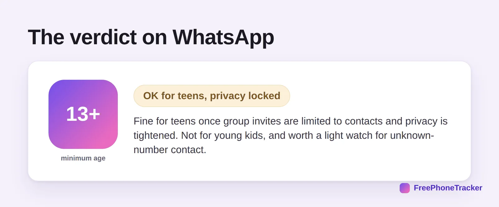 Verdict on WhatsApp: 13+, OK for teens with privacy locked