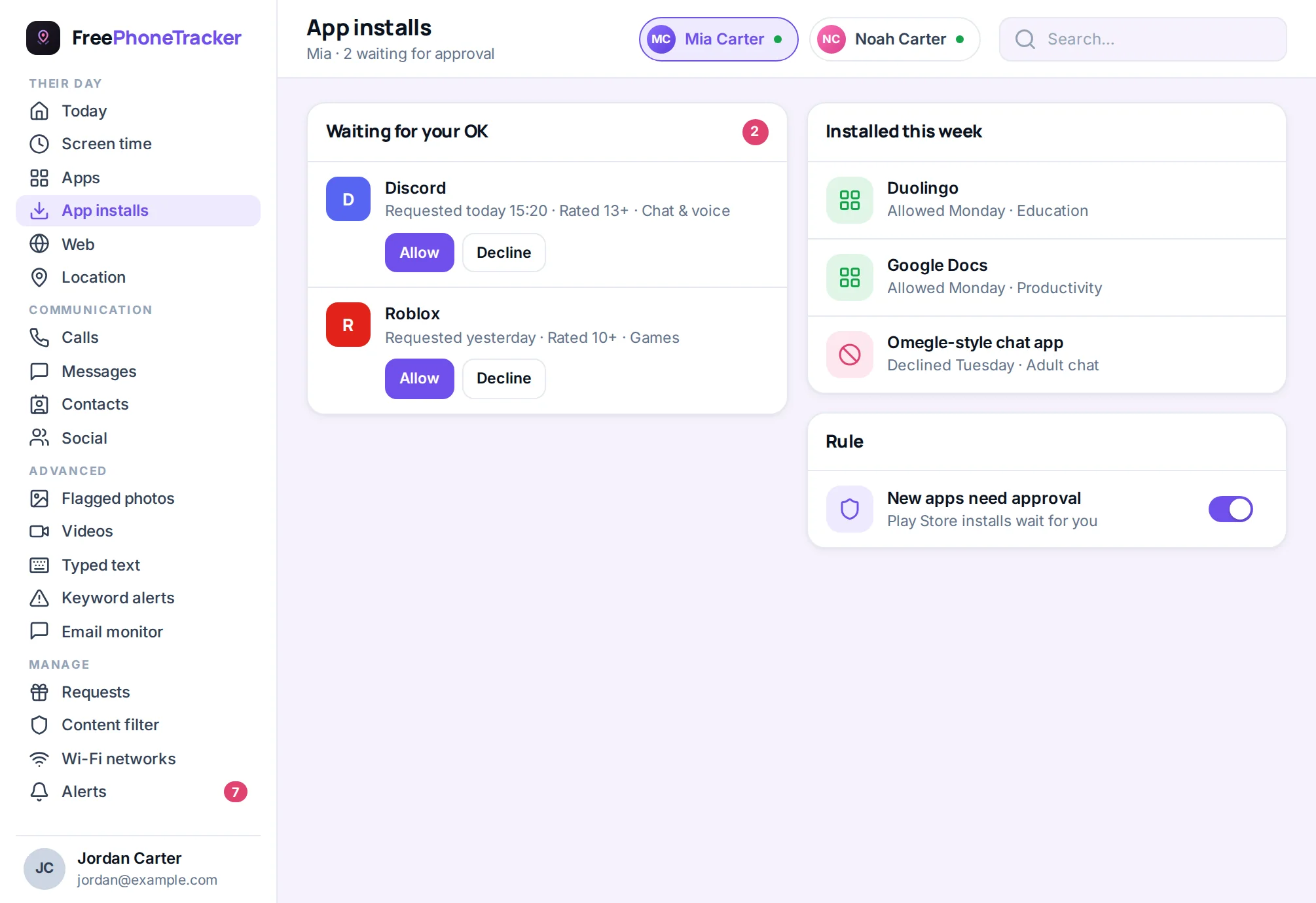 A running list of installed and newly added apps with install dates